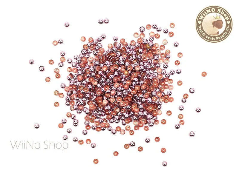 Crystal nail art stones-2mm Pink Round Dome Metal Studs - 100 pcs