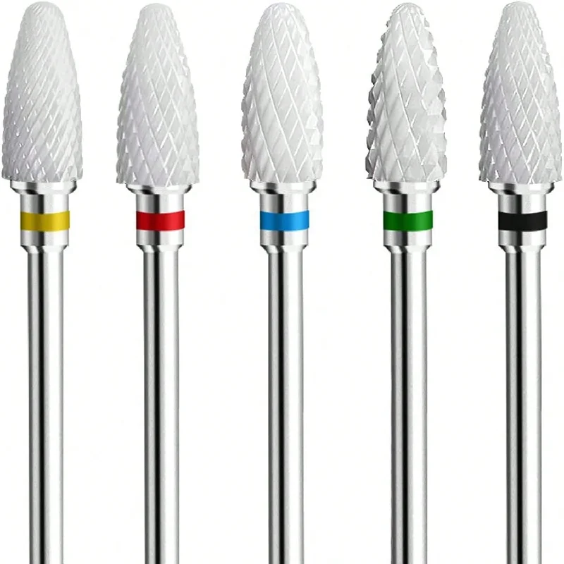 Professional nail dip powder-5pcs Ceramic Corn Design Nail Drill Bit Set