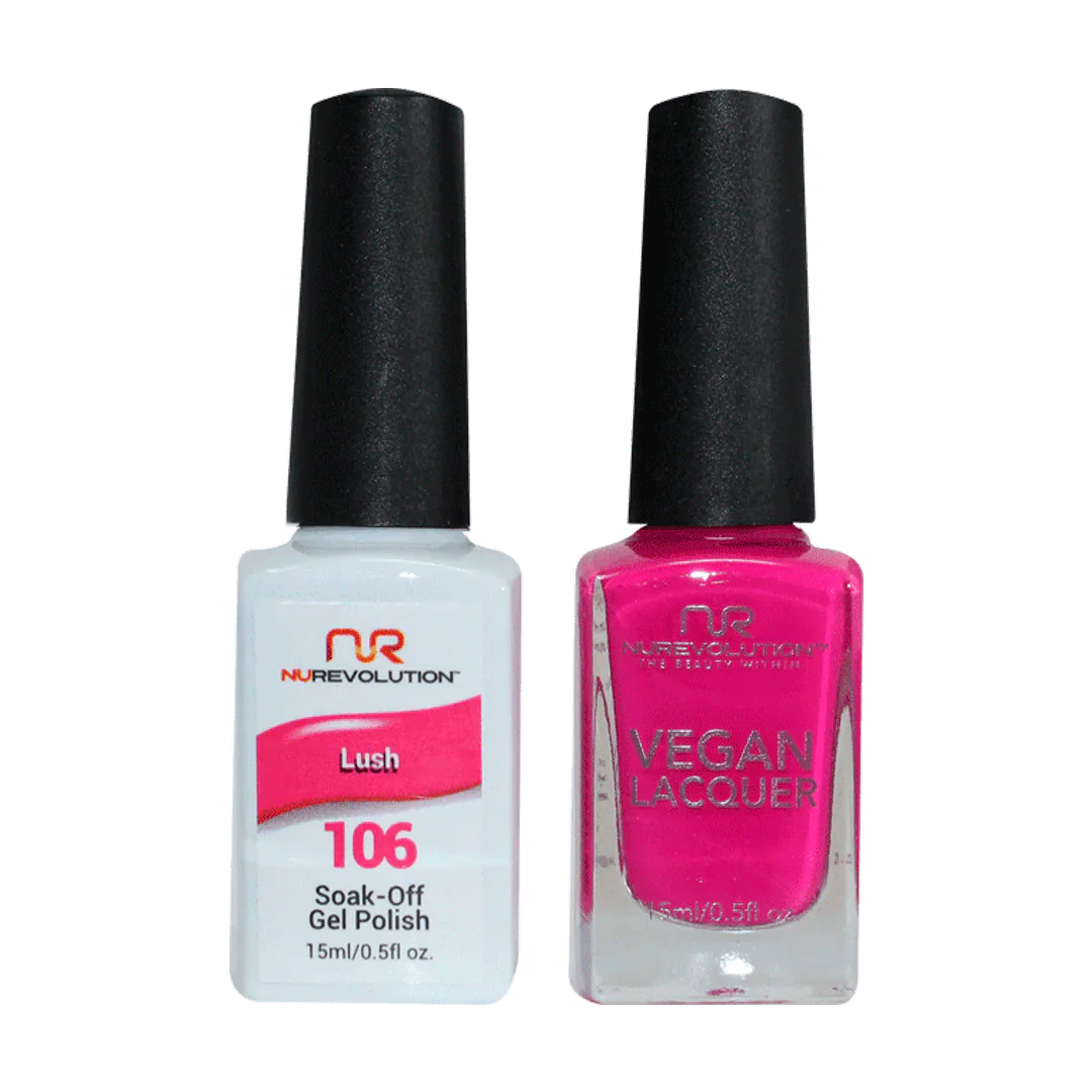 Metallic nail art toppers-NuRevolution Trio Duo Gel & Lacquer 106 Lush