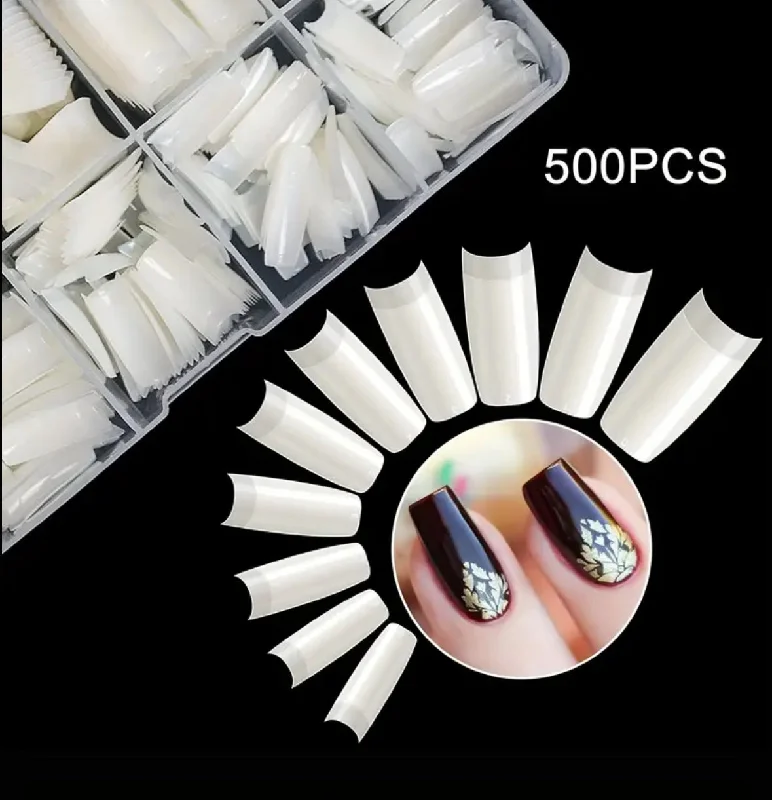 Premium nail acrylic-500pcs/Box Natural Style Nail Artificial Softgel X Tips - Square Shape