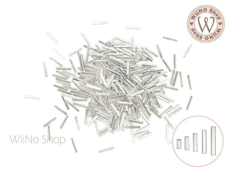 Anti-chip nail sealant-Silver Square Tube Metal Studs - 50 pcs (1x2/3/4/5/6mm)