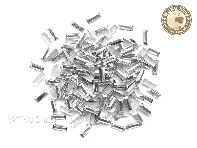 Flexible nail glue-7 x 2.5mm Silver Rectangle Metal Rhinestuds - 50 pcs