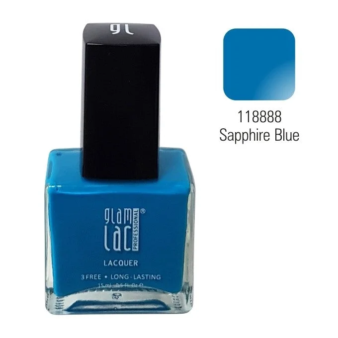 Shiny nail polish overlay-SALE! GlamLac gel effect nail lacquer polish 15 ml, 118888 SAPPHIRE BLUE