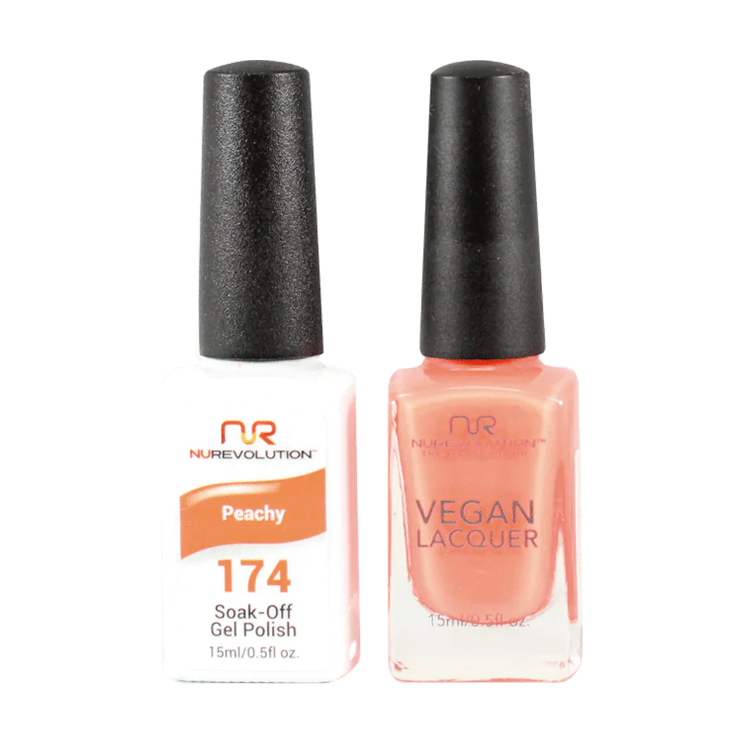 Iridescent nail varnish-NuRevolution Trio Duo Gel & Lacquer 174 Peachy