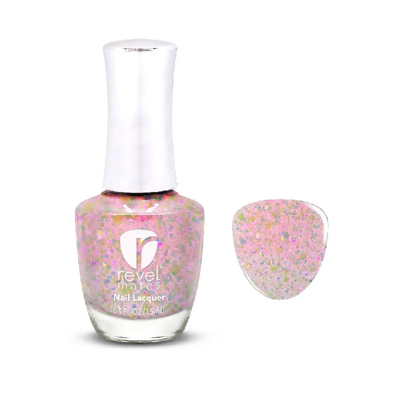 Long-wear nail gloss-P480 Vanity Pink Glitter Nail Polish