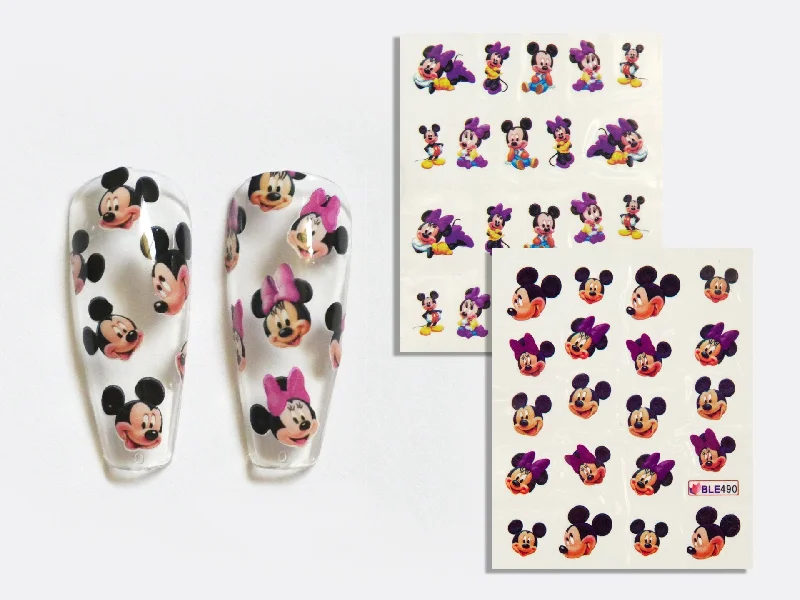 Crystal nail art accents-2pcs Mickey Mouse Minnie Mouse Nail Tattoo