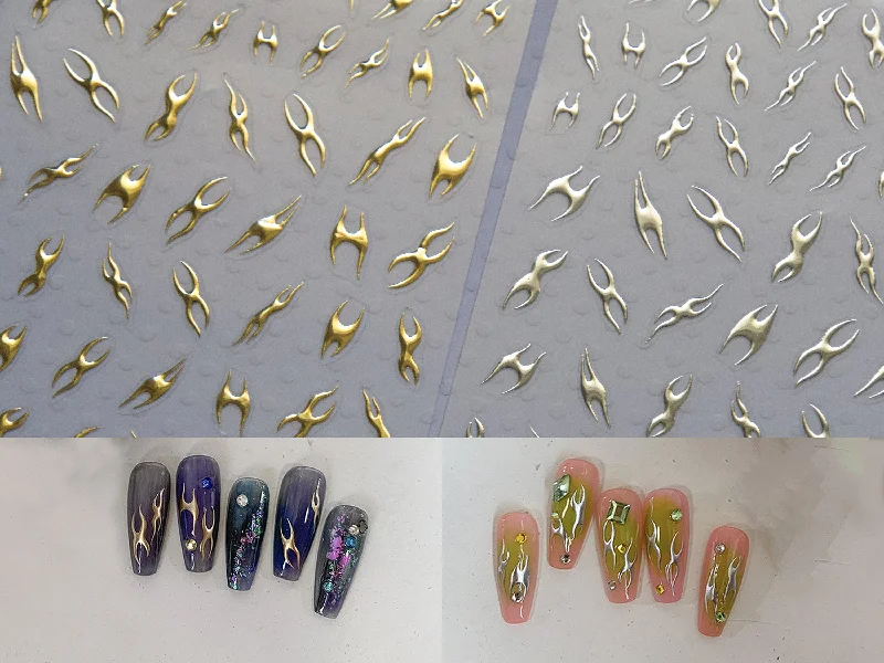 Pastel nail gel colors-Mechanic Gilding Modern Edge Nail sticker