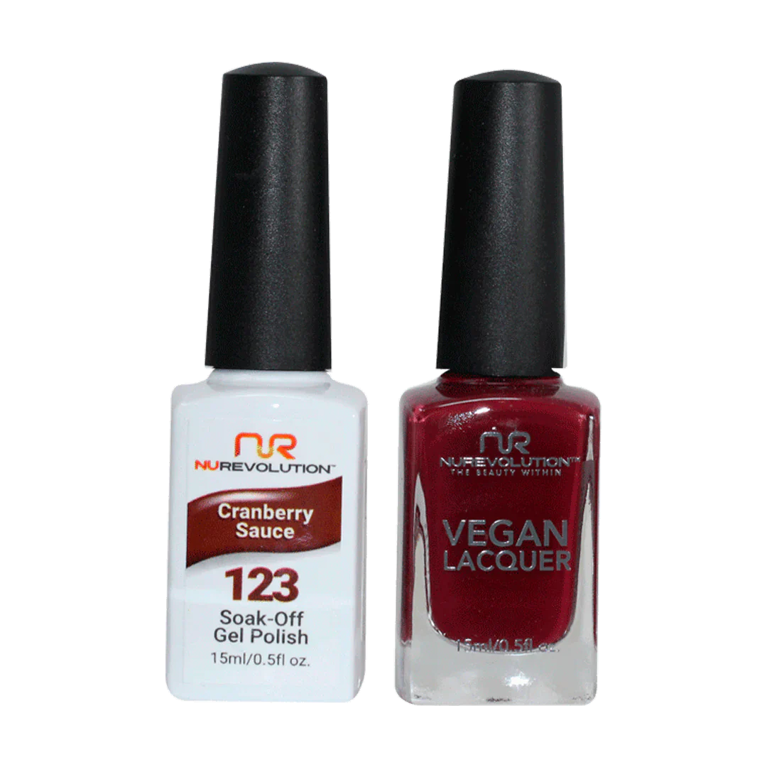 Fast-bond nail glue-NuRevolution Trio Duo Gel & Lacquer 123 Cranberry Sauce