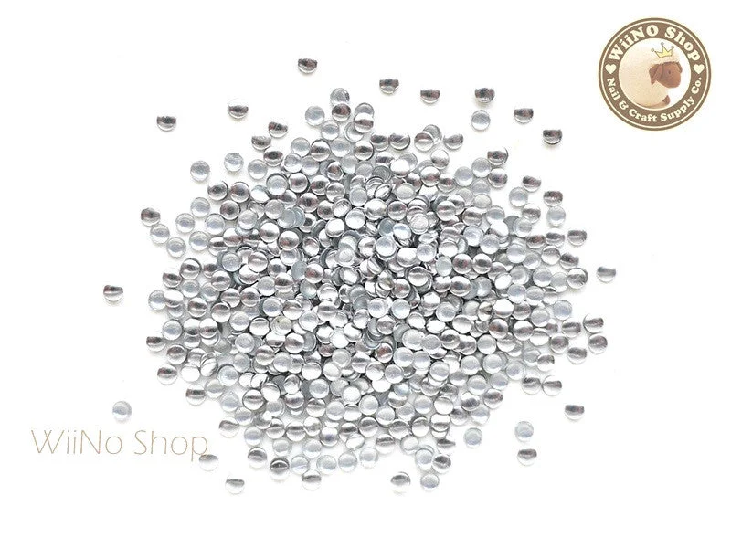 Protective nail gel-2mm Silver Round Metal Studs - 100 pcs