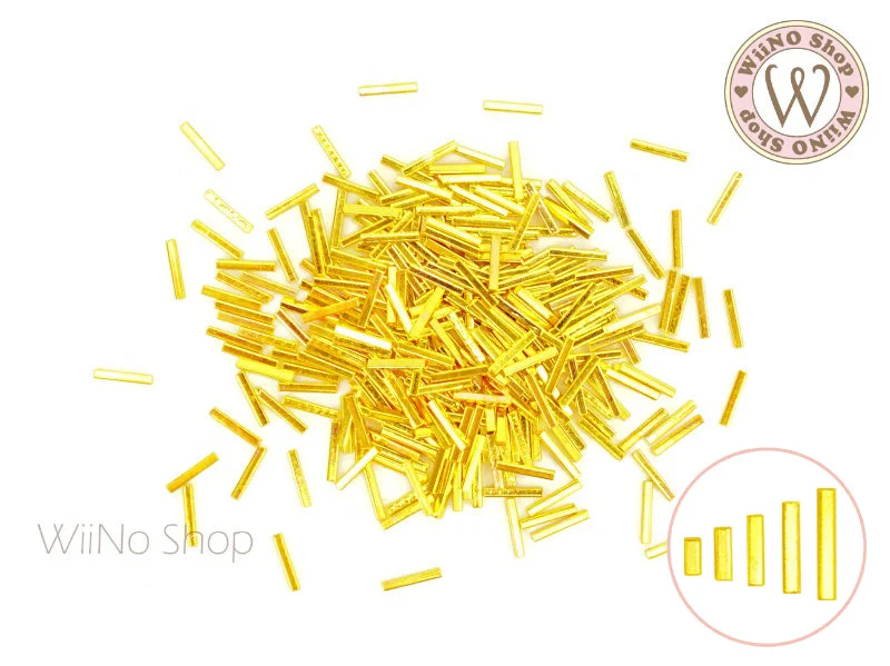 Crystal nail art toppers-Gold Square Tube Metal Studs - 50 pcs (1x2/3/4/5/6mm)