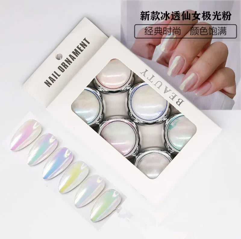 UV-resistant nail kits-6pcs/Set Glitter Powder Chrome Pigment Dust