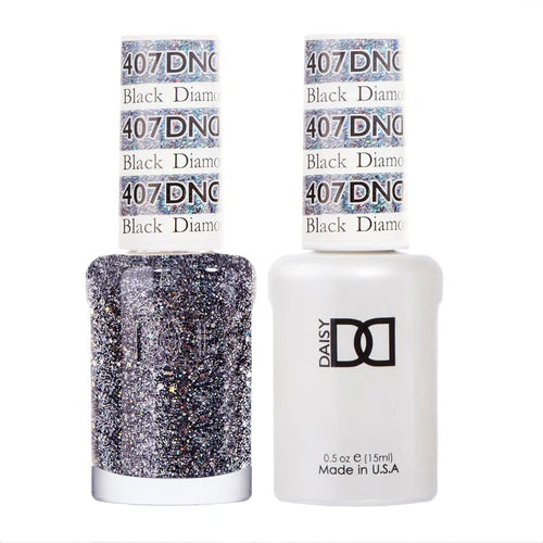 Metallic nail polish shades-DND Duo - Black Diamond Star - 407