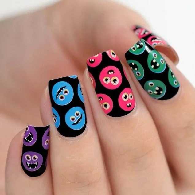 Non-toxic nail wipes-Nail Polish Stickers Little Monsters