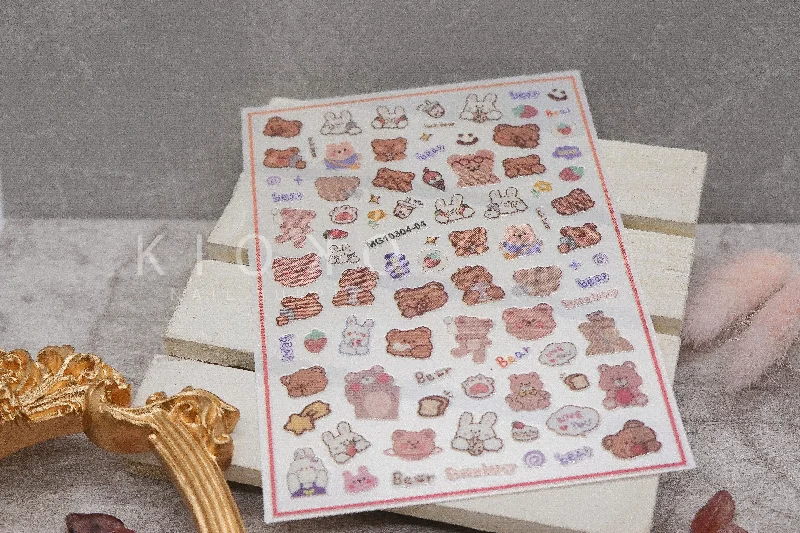 Matte nail gel topper-Sweet Bear Stickers