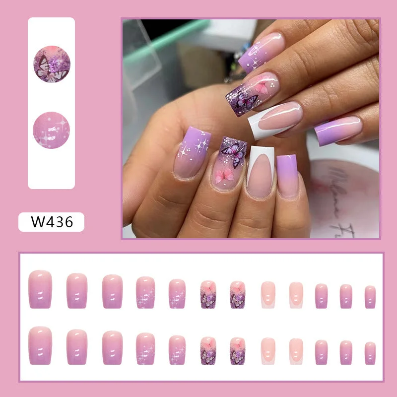 Nude nail polish colors-Wholesale Small Fresh Grape Purple Gradient Nail Stickers