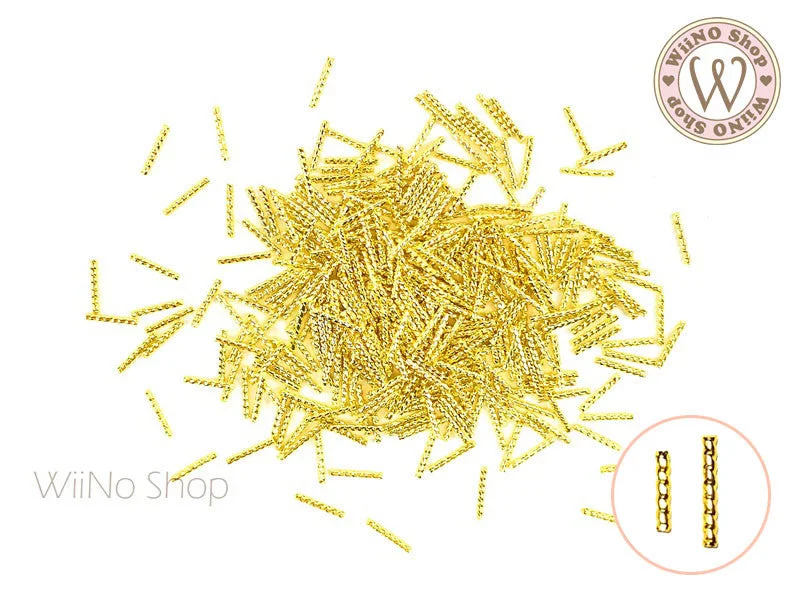 Eco-friendly nail gel-Gold Twisted Tube Metal Studs - 50 pcs (1x4mm/1x6mm)