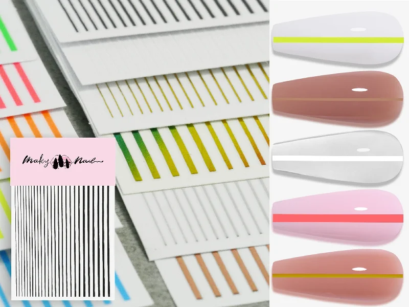 Neutral nail gel shades-Multi size Stripe Line nail sticker/ Thin Lining Line art nail Self Adhesive Decals