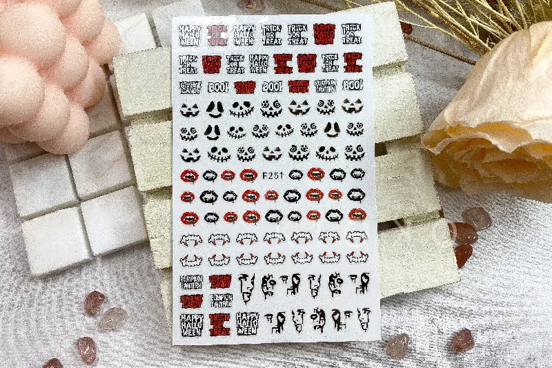 Two-tone nail polish kits-Halloween Face Stickers