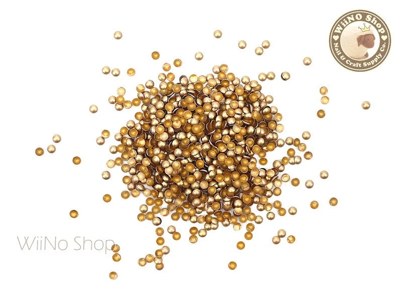 Vibrant nail lacquer-2mm Matte Gold Round Dome Metal Studs - 100 pcs