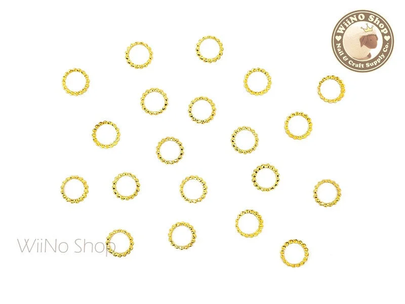 Water-based nail varnish-5mm Gold Round Circle Dotted Frame Metal Studs - 10 pcs