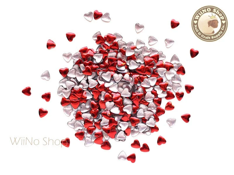 Vibrant nail gel shades-4mm Red Heart Metal Studs - 100 pcs