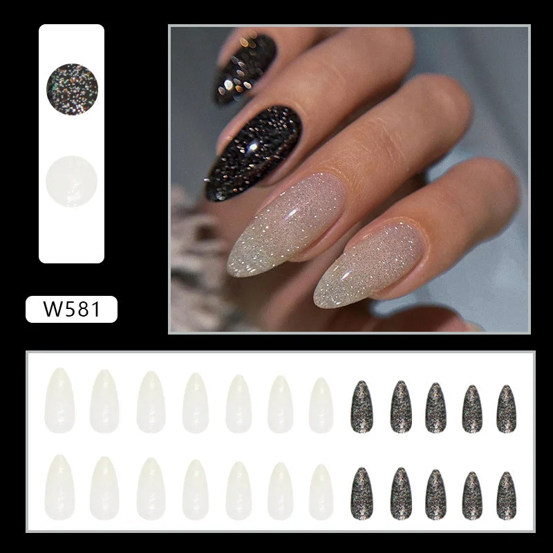 Instant-set nail gloss-Wholesale Almond Nail Sweet Cool Burst Flash Nail Stickers