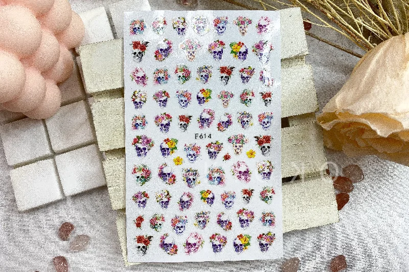 Quick-dry nail sealant-Floral Skulls Stickers