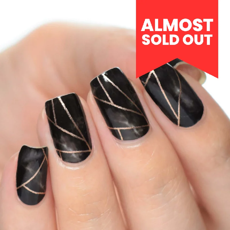 Metallic nail art toppers-Nail Polish Stickers Black Marble