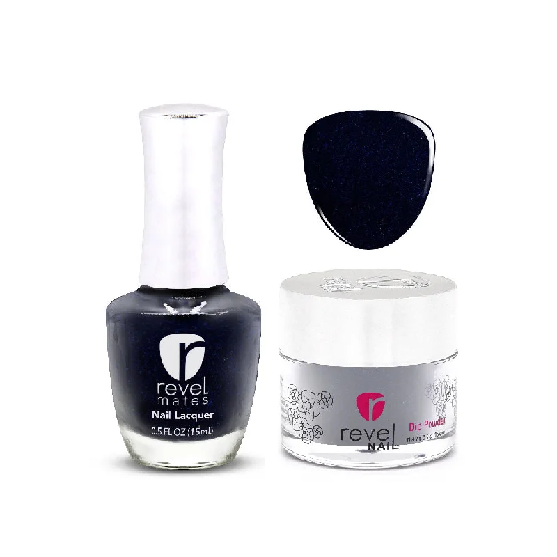 Neutral nail gel shades-D729 Regatta Blue Shimmer Nail Polish + Dip Set