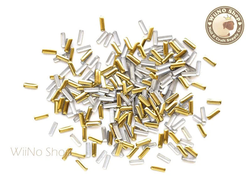 Natural nail thinner-1.5 x 5mm Gold Rectangle Metal Studs - 100 pcs