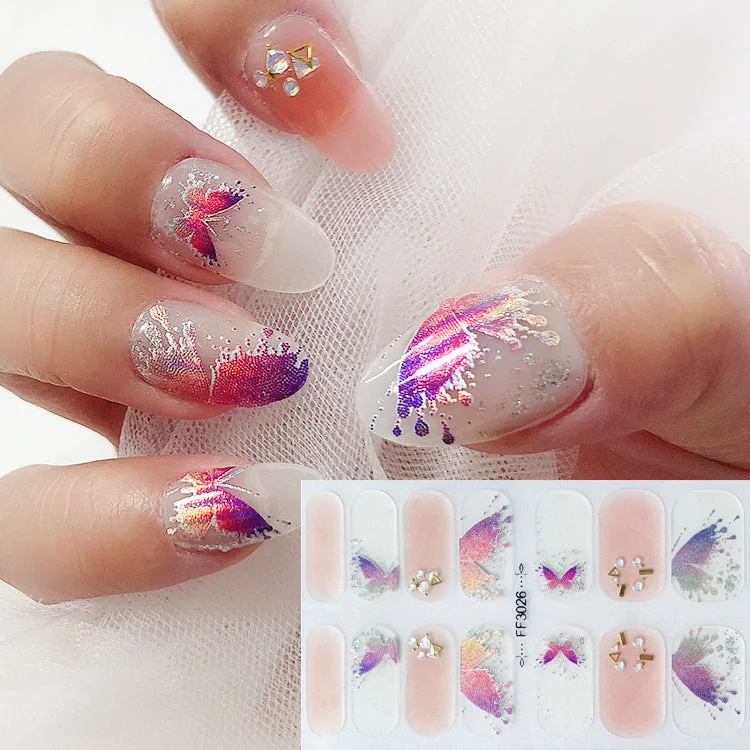 Self-adhesive nail polish strips-Wholesale Plastic Laser Butterfly Nail Art Sticker