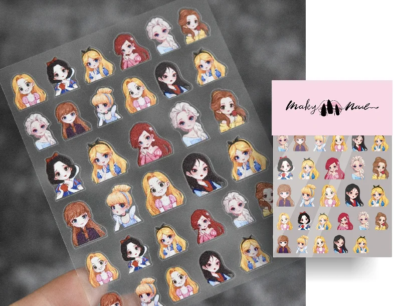 Organic nail remover-Chibi Disney Princess 80's Nail Sticker