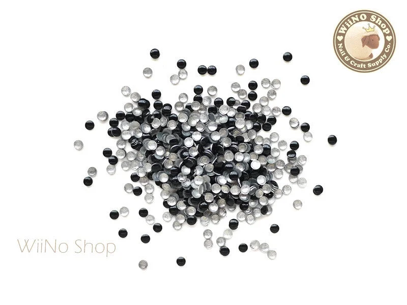 Salon-grade nail dip-2mm Black Round Metal Studs - 100 pcs