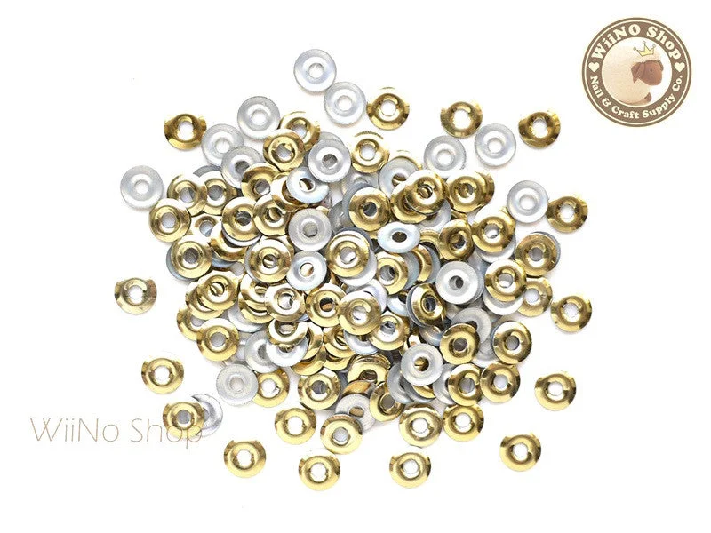 Compact UV nail lamp-6mm Gold Circle Ring Metal Studs - 50 pcs