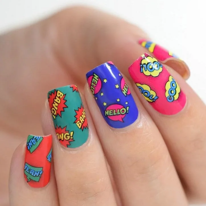 Pastel nail varnish-Nail Polish Stickers Cartoons