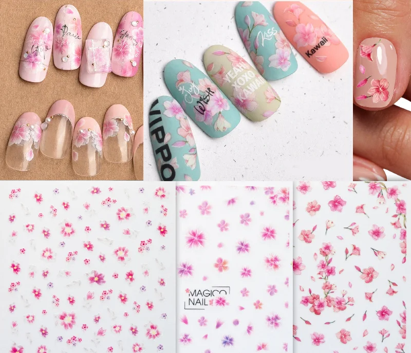 Water-based nail varnish-Floral Nail Art Sticker/ DIY Tips Guides Transfer Stickers