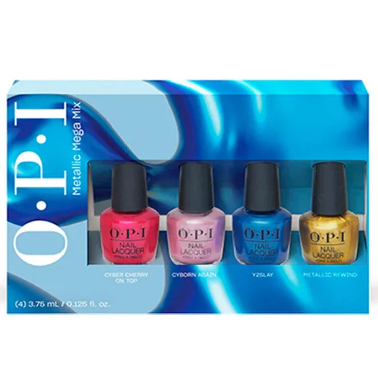 Rechargeable LED nail dryer-OPI Nail Lacquer Metallic Mega Mix Collection 4 Piece Mini Pack