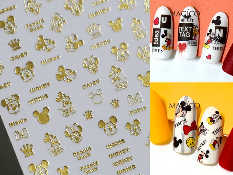 UV-resistant nail polish-Mickey Mouse Minnie Mouse Nail Decals