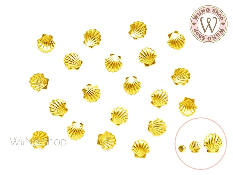 Crystal nail art accents-Gold Seashell Metal Studs - 10 pcs (2/3/5mm)