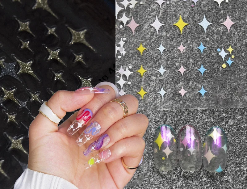 Premium nail acrylic sets-Twinkle, winkle, little star nail stickers