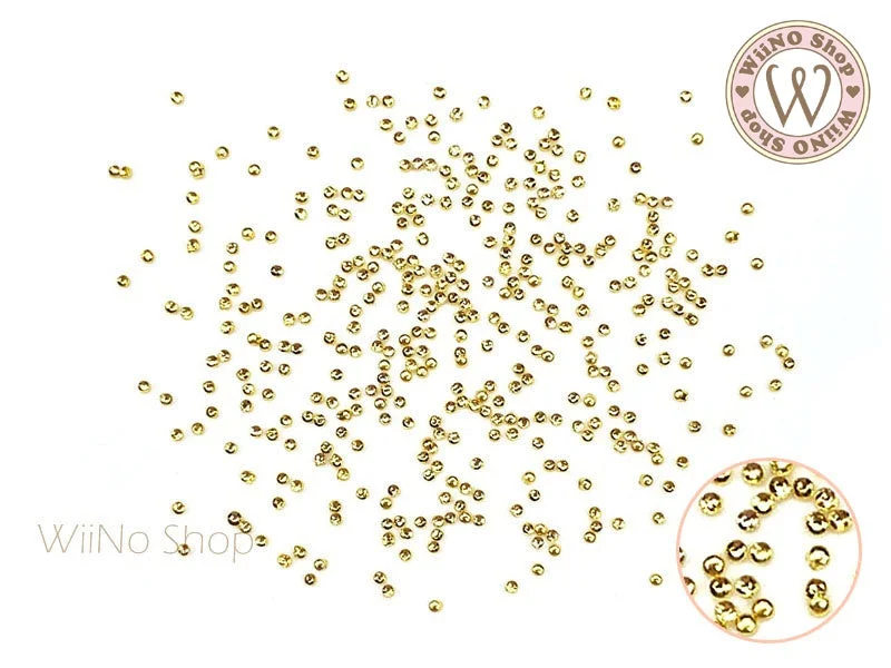 Glitter nail gel overlay-Gold Mini Round Metal Studs (0.8/1/1.2/1.5/2mm)