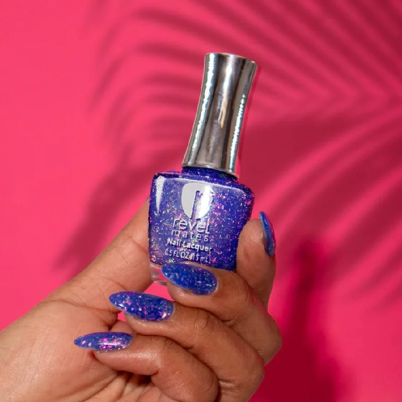 Organic nail gel polish-P1026 Party Wave Blue Flake Nail Polish