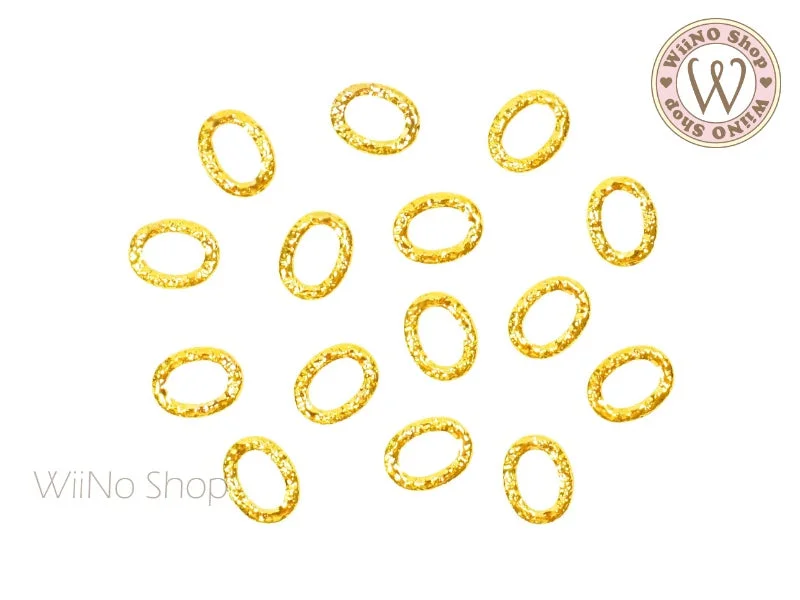 Quick-set nail top coat-Gold Oval Textured Frame Metal Studs - 10 pcs