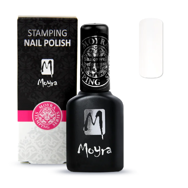 Holographic nail gel topper-Moyra - Smart Polish (Slow-Drying) SPS02 White Stamping Polish