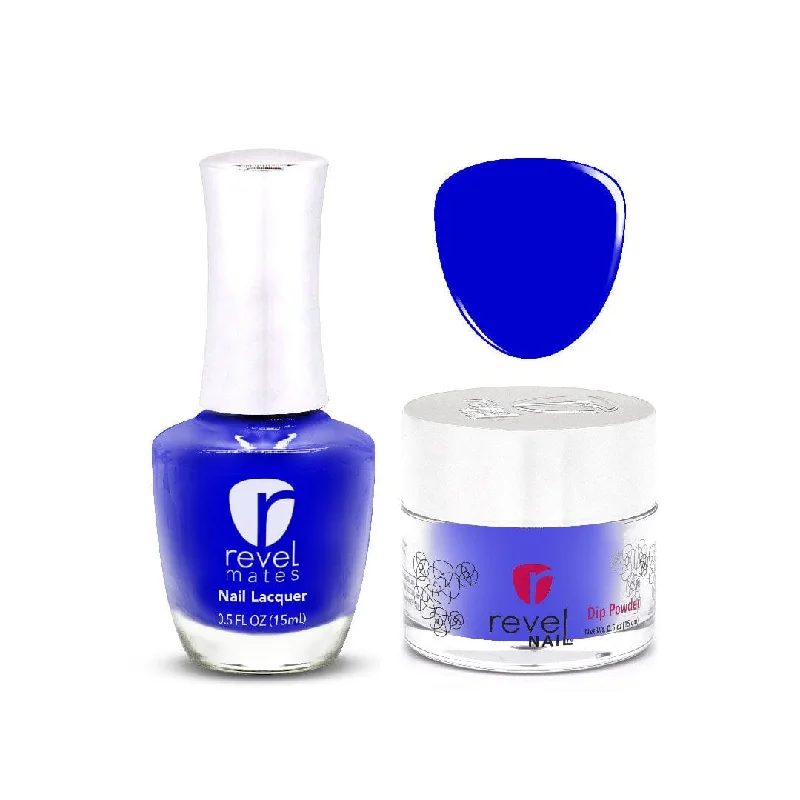 Neon nail polish tones-D394 Bombshell Blue Crème Nail Polish + Dip Powder Set