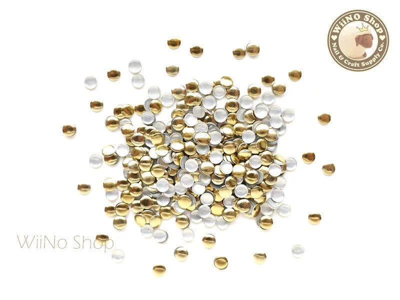 Sparkle nail art gems-3mm Gold Round Metal Studs - 100 pcs