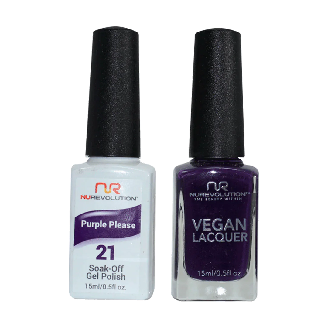 Protective nail gel finish-NuRevolution Trio Duo Gel & Lacquer 021 Purple Please