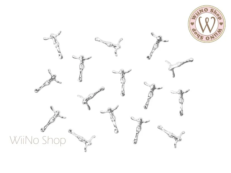 Glittery nail art designs-Silver Jesus Metal Studs - 10 pcs