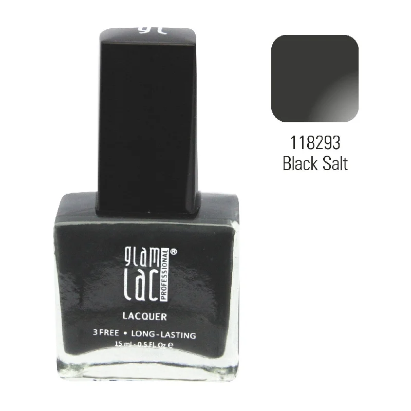 Glossy gel nail polish-SALE! GlamLac gel effect nail lacquer polish 15 ml, 118293 BLACK SALT