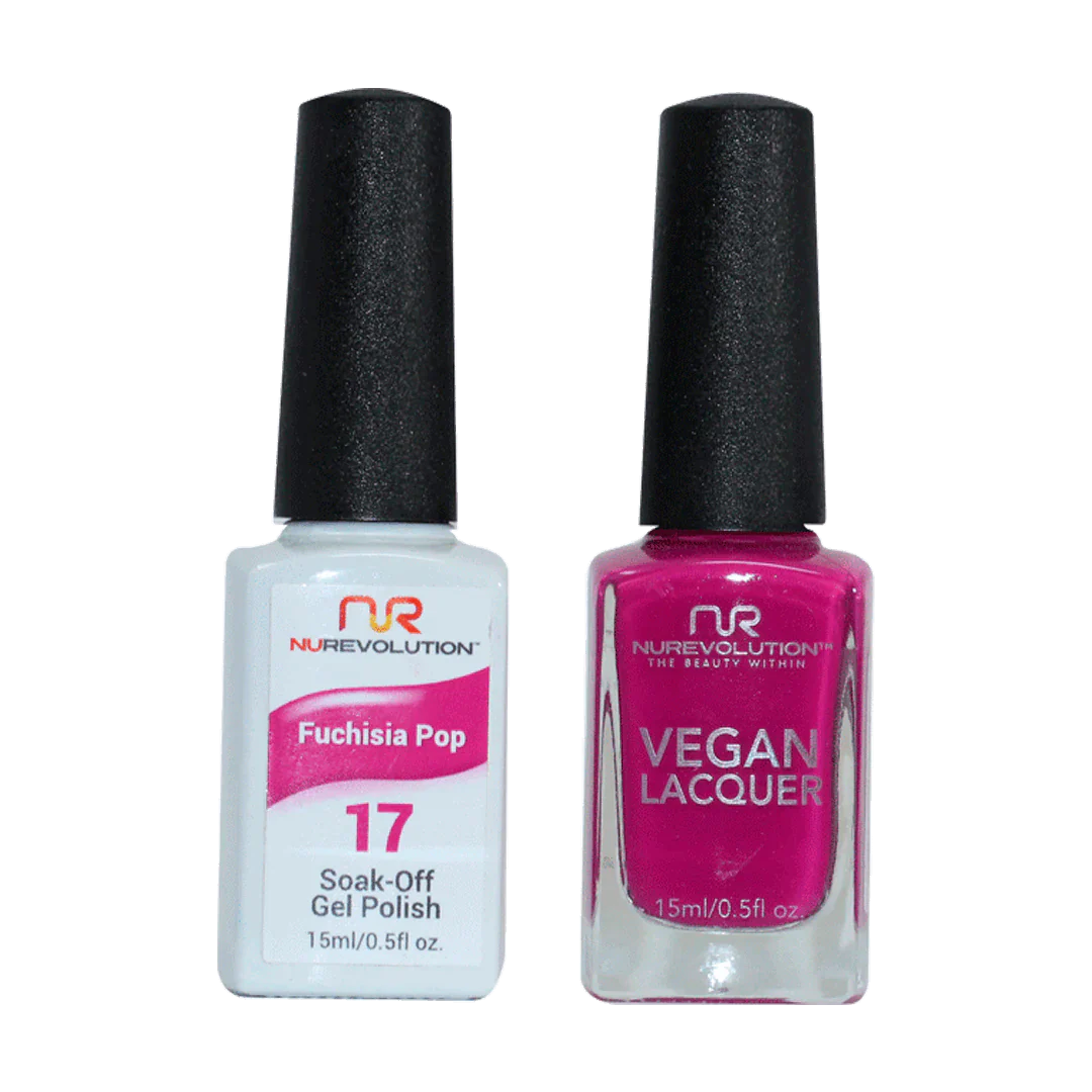 Metallic nail art toppers-NuRevolution Trio Duo Gel & Lacquer 017 Fuchisia Pop